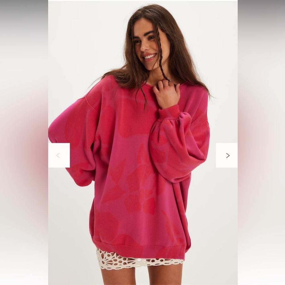 Free People We The Free Painters Garden Pullover Color: Pink Combo XL NWT